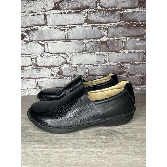 Alegria Oz Black Wave Leather Slip On Wedge Clogs Shoes Men Sz 47EU/13.5M US - Picture 10 of 16